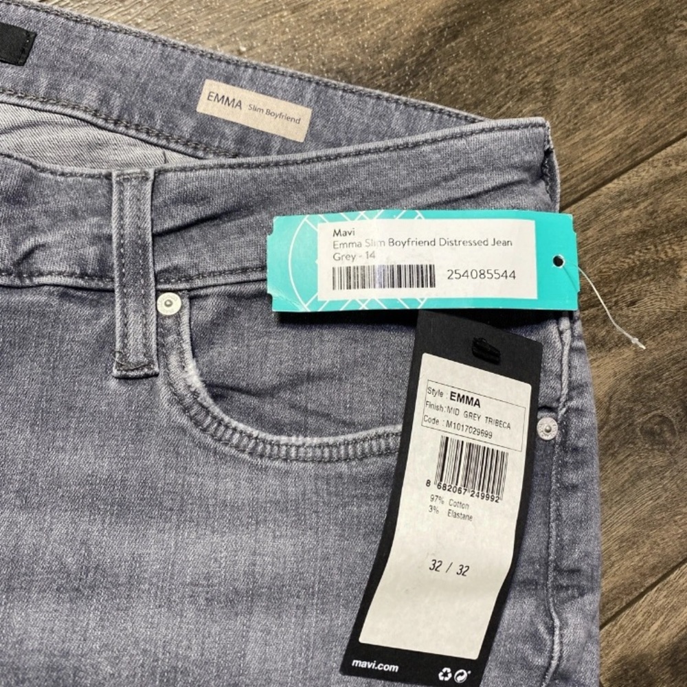 Mavi Emma Slim Boyfriend Jeans Size 32x32 Mid Grey Tribeca NWT Stitch Fix Preppy - Picture 5 of 9